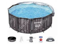 5619K BestWay Каркасный бассейн круглый, 366х122см+фильтрнасос, лестница, навес